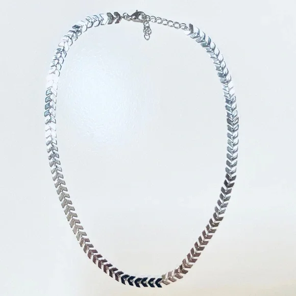 Chevron Silver Choker 16” Necklace - Picture 10 of 11